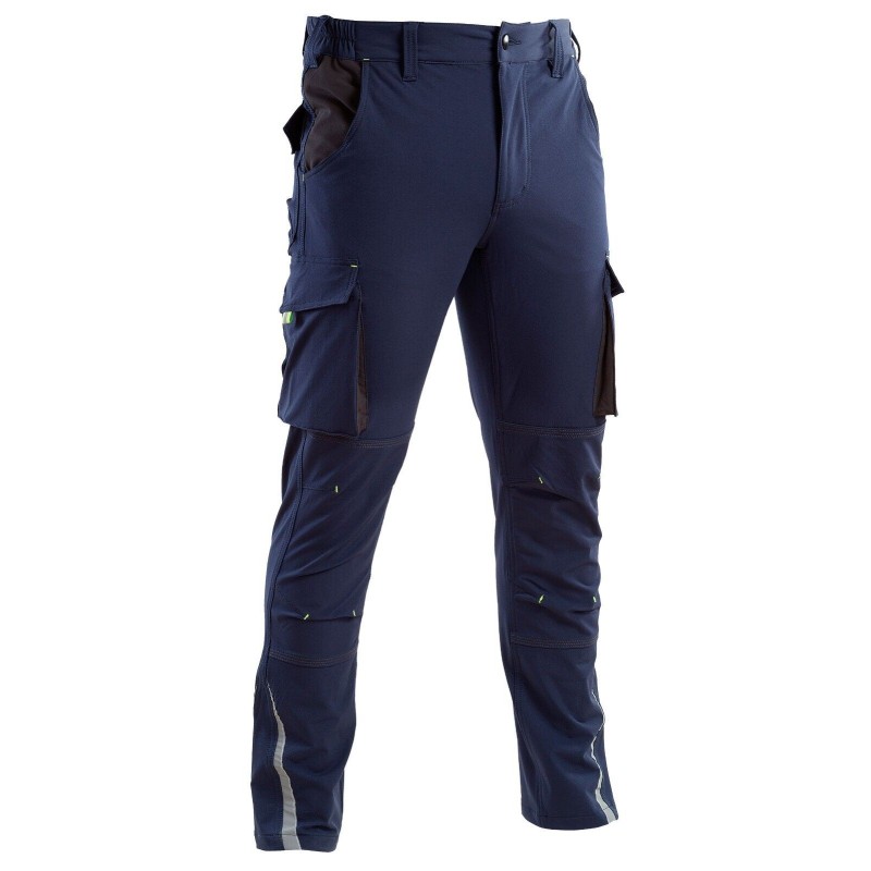 Pantaloni da lavoro multitasca elastici stretch grigio blu DPI 1a categoria