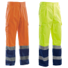 Pantaloni bicolore alta visibilità arancione giallo poliestere cotone DPI 2cat