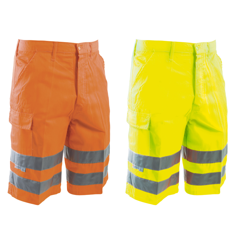 Bermuda pantaloncini alta visibilità arancione giallo cotone poliestere DPI 2a cat