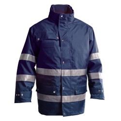 Parka Giaccone Impermeabile blu con gilet interno staccabile Alta Visibilità