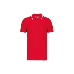 Polo cotone maniche corte PER BAMBINI colore rosso con inserti a contrasto