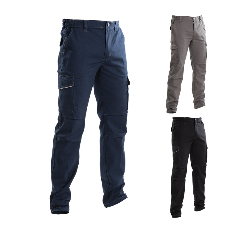 Pantaloni lavoro con tasche cotone 100% linea massaua blu nero grigio