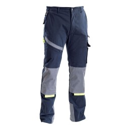 Pantaloni da lavoro elasticizzati multitasca in cotone grigio blu DPI 1a categoria